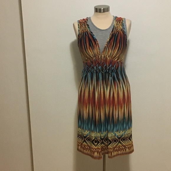 Sundress Decoded Size Small Belted Multicolor V Neck - Picture 8 of 11